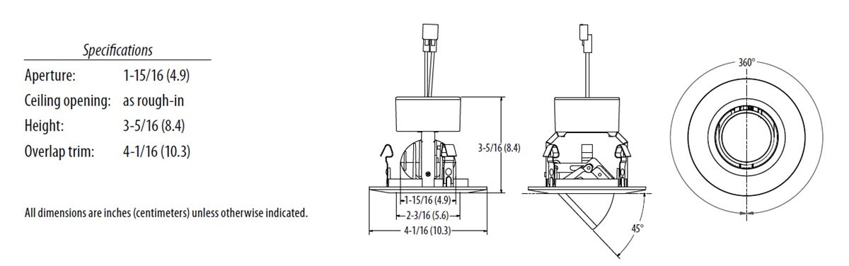 Lithonia 3iGMW LED 40K 90CRI 3 inch LED iGimbal Downlight, 8.7 Watts, 4000K, 90 CRI, 590 Lumens, Matte White
