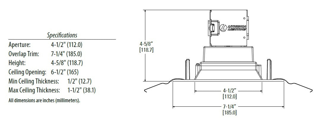 Lithonia 6JBK SQ 27K 90CRI MW Square Direct-Wire Canless LED Recessed Downlight, 2700K Color Temperature, 11W, 740 Lumens, 90 CRI, Matte White