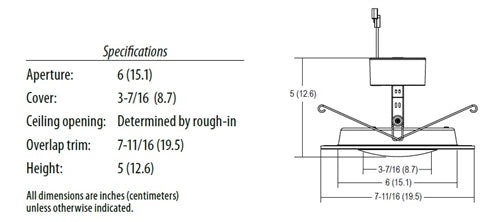 Lithonia 6SL RD 07LM 30K 90CRI MW L/SKTWHIP 6" LED Downlight with Interchangeable Faceplates (No E26 Adapter, CA Only), 3000K, 12W, 720L, 90 CRI, Matte White Finish