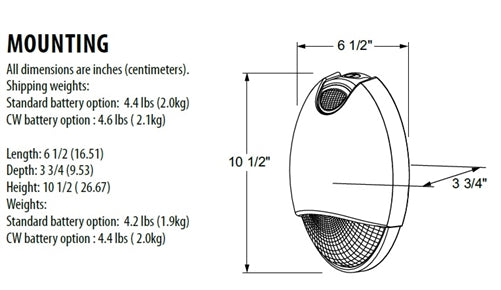 Lithonia AFO DB MVOLT N SD 2.8W AFFINITY Oval Emergency Light, Dark Bronze Textured, 120-277V, Nicad Battery, Self-Diagnostics Testing