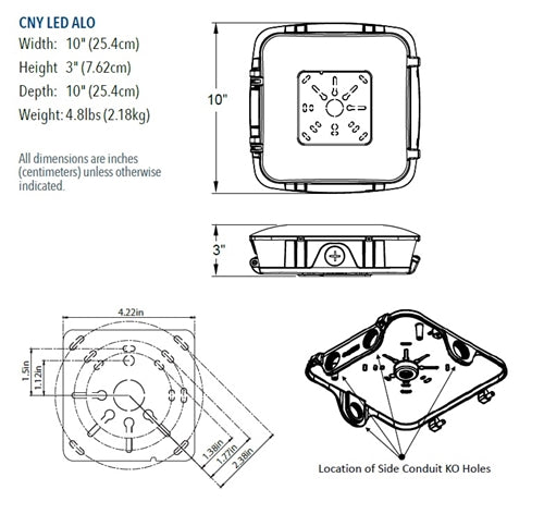 Lithonia CNY LED ALO SWW2 UVOLT PE PIR DDB M2 Adjustable Lumens and Color temperature LED Canopy, 120-277V, with Photocell Dark Bronze