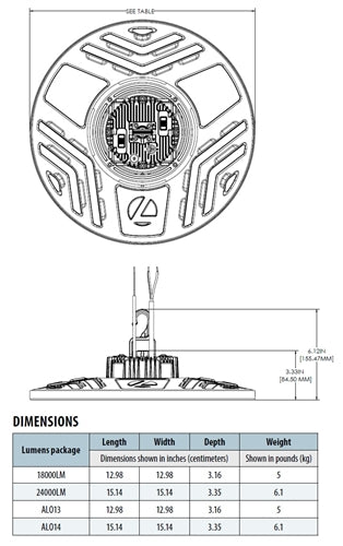 Lithonia CPRB ALO13 UVOLT SWW9 80CRI DWH Compact Pro LED Round High Bay, Switchable Lumens 12000LM/ 15000LM/ 18000LM, 120-347V, Switchable White 4000K/5000K, 80 CRI, Gloss White