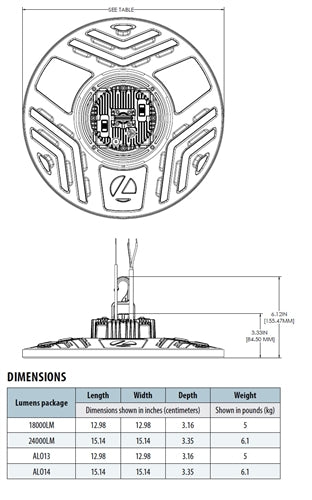 Lithonia CPRB ALO14 UVOLT SWW9 80CRI DWH Compact Pro LED Round High Bay, Switchable Lumens 21000LM/ 24000LM/ 27000LM, 120-347V, Switchable White 4000K/5000K, 80 CRI, Gloss White