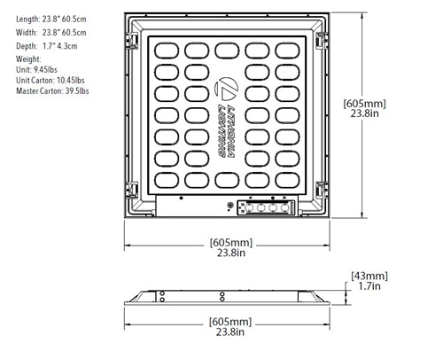 Lithonia CPX 2X2 ALO7 SWW7 2'X2' Switchable LED Flat Panel, 3500K/4000K/5000K Switchable Color Temperature, 120-277