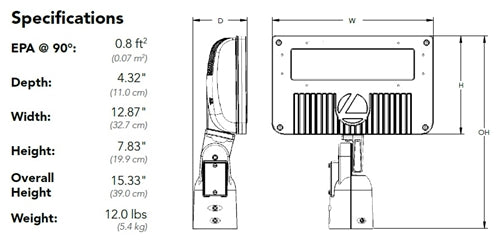 Lithonia DSXF2 LED P1 40K 70CRI WFL MVOLT UBV IS PE DDBXD 52W D-Series Size 2 LED Floodlight, P1 Performance Package, 4000K, Wide Flood Distribution, 120-277V, Upper/Bottom Visor, Integral Slipfitter, Photocontrol, Dark Bronze