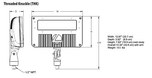Lithonia DSXF2 LED P1 40K 70CRI HMF MVOLT THK DBLXD D-Series Size 2 LED Floodlight, P1 Performance Package, 4000K, 70 CRI, Horizontal Flood, 120-277V, Knuckle with 1/2 NPT Threaded Pipe, Black Finish