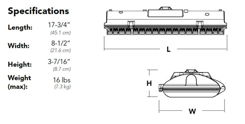Lithonia DSXPG LED 20C 1000 40K T5W MVOLT SRM PIR DWHXD LED Outdoor Canopy, 20 LEDs, 1000 mA, 4000K Color Temperature, Type V Wide, 120-277V, Surface Mount, 8-15' Mounting Heights Motion Sensor, White