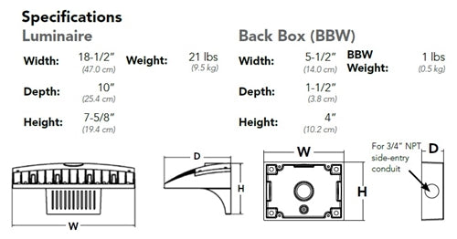 Lithonia DSXW2 LED 30C 700 40K T3M 480 PER DDBXD 47W LED D-Series Size 2 Wall Luminaire, 700mA, 4000K Color Temperature, Type III Medium Distribution, 480V, Surface Mounting Bracket, NEMA Twist-Lock Receptacle, Dark Bronze Finish