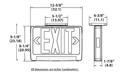 Lithonia ECBG LED M6 LED Exit Sign White Thermoplastic Single Face Green Letters Battery Backup