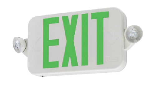 Lithonia ECC G REM M6 Single Face LED Combination Exit Sign, White Housing, Green Letter, With Remote Capacity