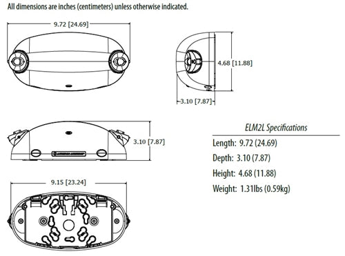 Lithonia ELM2L WPVS LED Emergency Light White Thermoplastic 2 Adjustable Lamp Heads 2.4 Watts Battery Backup with Wet Protective Vandal Shield