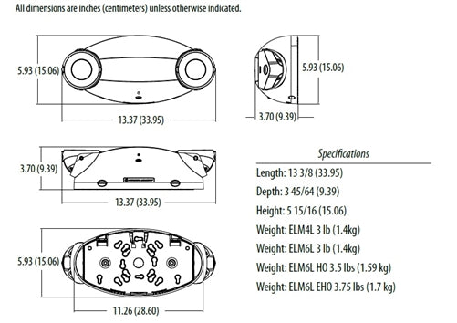 Lithonia ELM4L UVOLT LTP SDRT 6.6W LED Emergency Light 1100 Lumens, White Thermoplastic, 2 Adjustable Lamp Heads, 120-347 VAC, Self Diagnostics, Remote Test