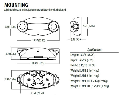 Lithonia ELM6L UVOLT LTP SDRT 10.6W LED Emergency Light 1100 Lumens, White Thermoplastic, 2 Adjustable Lamp Heads, 120-347 VAC, Self Diagnostics, Remote Test