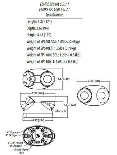 Lithonia ELMRE SP1100L SGL M12 Quantum LED Thermoplastic Emergency Light, 550 lumen, 5.3 watt, Spot Pattern, Single, Aimable