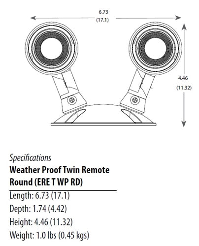 Lithonia ERE GY T WP RD LED Emergency Remote Lamp, Gray Housing Color, Twin Lampheads, Weather Proof, Round Lamp Head