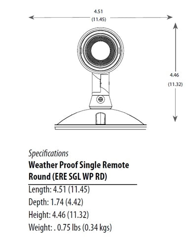 Lithonia ERE GY SGL WP RD LED Emergency Remote Lamp, Gray Housing Color, Single Lamphead, Weather Proof, Round Lamp Head