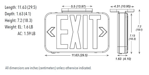 Lithonia EXRG M6 LED Exit Sign White Thermoplastic Single Face Red and Green Letters