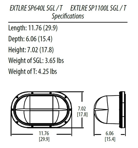Lithonia EXTLRE SP640L T 3.3W Indura NEMA 4X Remote Extreme Emergency Light, 320 Lumens, Spot Distribution, 5VDC-20VDC Input, Gray Housing, Universal DC Voltage, Twin Lamps