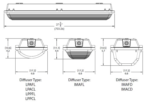 Lithonia FEM L24 4000LM IMACD MD MVOLT GZ10 30K 80CRI 24" LED Low-Profile Enclosed and Gasketed Industrial Light, 4000 Lumens, Acrylic Clear Deep Lens, Medium Distribution, 120-277V, 0-10V Dimming, 3000K, 80 CRI