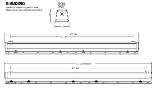 Lithonia FEX L48 4000LM FPFL MD MVOLT GZ10 40K 80CRI DNAXD CR 48" Heavy Industrial, Enclosed and Gasketed Industrial LED Strip, 4000 Lumens, Flat Poly Frost, Medium Dist, 120-277V, 0-10V Dim, 4000K, 80 CRI, Natural Aluminum