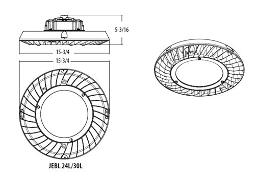 Lithonia JEBL 30L 50K 80CRI WH UFO LED High Bay, 31400 Lumens, 400W MH Equal, 5000K, 120-277V