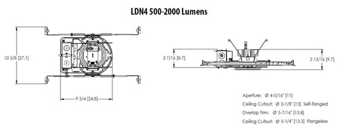 Lithonia LDN4 30/10 MVOLT GZ10 E10WCP HSG 4" Round LED Downlight, 3000K, 1000 Lumens, 0-10V Driver Dimming to 10%, 10W Emergency Battery Pack, Housing Only