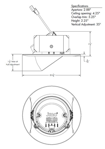 Lithonia RB4A SWW5 MW 4" Adjustable LED Trim Kit, Switchable Color Temperature 2700K, 3000K, 3500K, 4000K, 5000K, Matte White