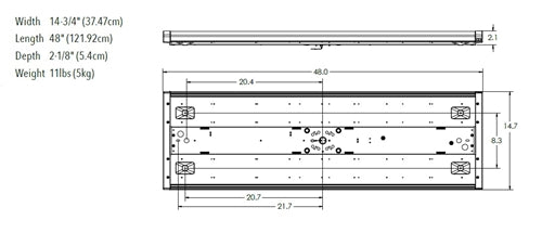 Lithonia TRUW 48 ALO26 CMP 8SWW2 ZT MVOLT 4' LED Wrap, Wide Body, Curved Microprismatic Diffuser, Selectable 5500/6500/7500 Lumens, 120-277V, Selectable CCT 3000/4000/5000K, 0-10V