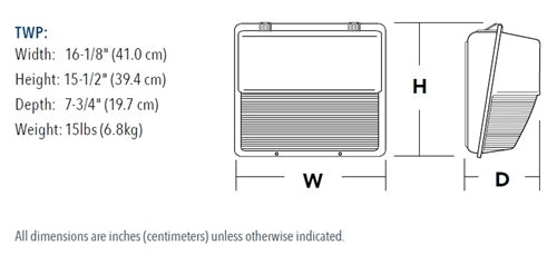 Lithonia TWP LED ALO 50K 11-48W Wallpack LED Light, 1,166 - 5,174 Lumens, 4000K, 120-277V, Textured Dark Bronze