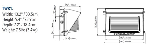 Lithonia TWR1 LED ALO SWW2 UVOLT PE DDBTXD LED Wallpack, Adjustable 2300/5300/8500 Lumen Output, Switchable CCT 3000K/4000K/5000K, Dusk-to-Dawn Operation PE, 120-277V, 80 CRI, Bronze Finish
