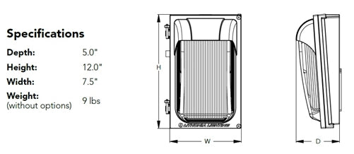 Lithonia TWX1 LED P2 50K MVOLT PE DDBTXD 22W LED Wall Light, 5000K, 120-277V, Button Photocell, Textured Dark Bronze