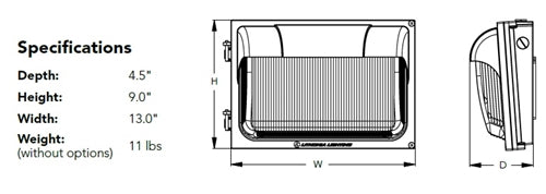Lithonia TWX2 LED P2 50K MVOLT DDBTXD Outdoor LED Wallpack 4400 lumens 5000K, in Dark Bronze