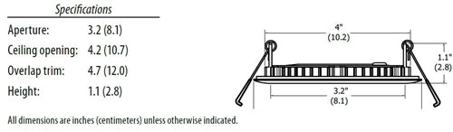 Lithonia WF4 LED 27K30K35K 90CRI MB M6 10.5W 4" Wafer-Thin Housing-Free LED Downlight, Switchable 2700K, 3000K, 3500K, 90 CRI, Matte Black