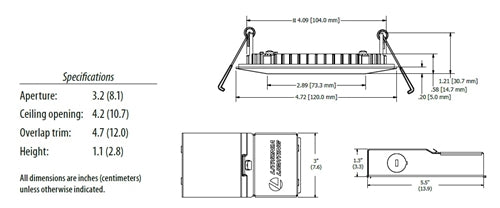 Lithonia WF4 SQ B LED 27K30K35K 90CRI ORB M6 4" Square Wafer-Thin Housing-Free LED Downlight, Baffle Trim, Switchable Color Temperature 2700K, 3000K, 3500K, 90 CRI, Oil-Rubbed Bronze