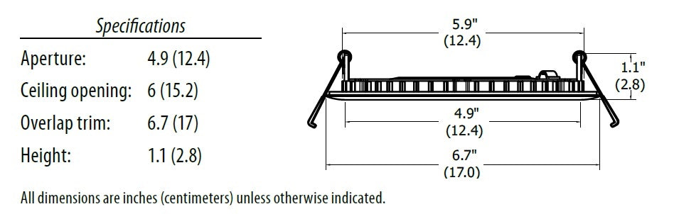 Lithonia WF6 LED 35K MVOLT MW M6 6" Wafer-Thin Housing-Free LED Downlight, Baffle Trim, 3500K, 120-277V, Matte White