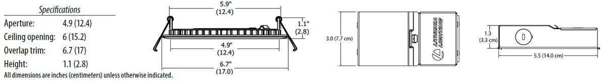 Lithonia WF6 LED 30K40K50K MVOLT 90CRI MW 6" Round Wafer-Thin Housing-Free LED Downlight, IC/ Non-IC, New Construction/ Remodel, Switchable Color Temperature, 3000K, 4000K, 5000K, 120-277V, 90 CRI,