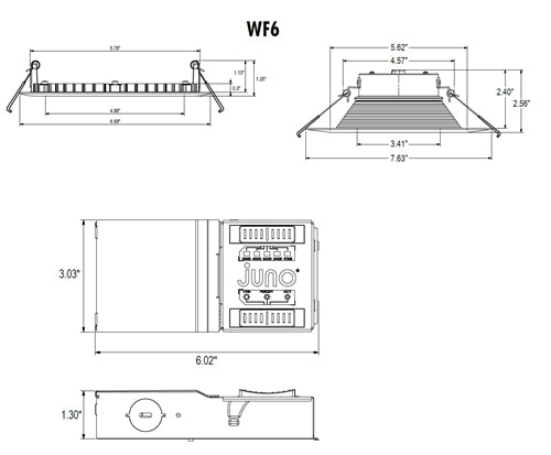 Lithonia WF6 ALO20 SWW5 90CRI MW 6" LED Ultra-Thin Wafer Downlight, Switchable 2700K-5000K, 90 CRI, 800/1050/1300 Lumens, Matte White