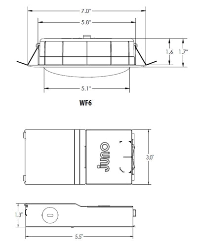 Lithonia WF6 ADJ SWW5 90CRI MW 6" Gimbal Wafer-Thin Housing-Free LED Adjustable Downlight, New Construction/ Remodel, Switchable Color Temperature, 2700K-5000K, 90 CRI, Matte White