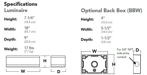 Lithonia WSR LED P1 50K SR4 MVOLT DDBXD 20W LED Architectural Wall Sconce, Type IV Distribution, 120-277V, Surface Mount, Dark Bronze Finish