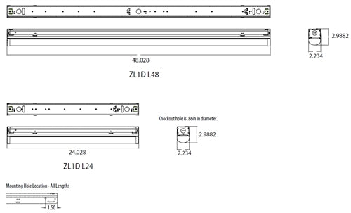 Lithonia ZL1D L48 SMR 7000LM FST MVOLT 35K 80CRI WH 59W 48" LED Strip Light, Symmetric Reflector, 7000 Lumens, Drop Lens Diffuser, 120-277V, 3500K Color Temperature, 80 CRI, White Finish