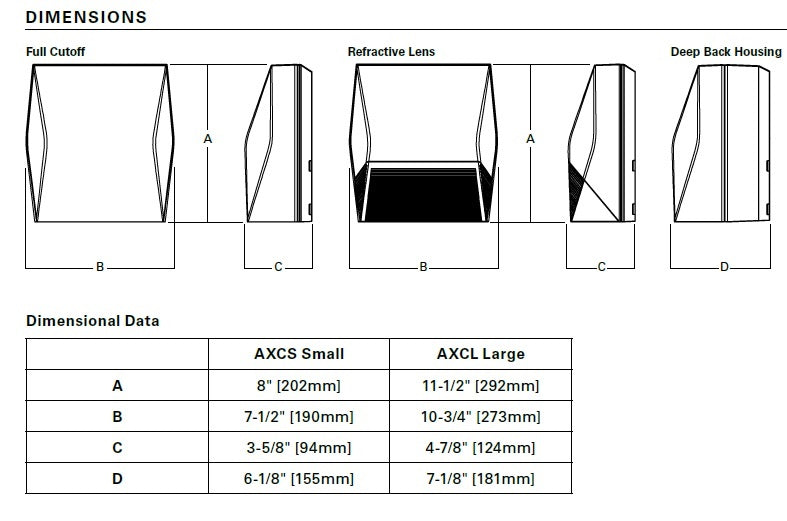 Lumark AXCL12A 123W Axcent LED Wall Light, Refractive Lens, 4000K, Carbon Bronze Finish