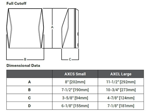 Lumark AXCS1A-PC-CBP 14W Axcent LED Wall Light, Futt Cutoff, 4000K, 120-277V Photocontrol, Cold Weather Battery Pack, Carbon Bronze Finish