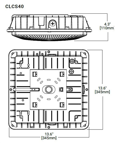Lumark CLCS40S 90-120W Low Profile Canopy Parking Garage Light, Surface Mount, Selectable Lumens: 13600-17600 lumens, 120-277V, Bronze