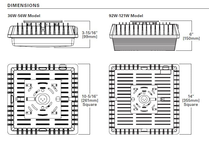 Lumark CLCSLED-40-SM-UNV-BPC 36W Low Profile Canopy Parking Garage Light, Surface Mount, 120-277V, 70 CRI, 4000K70 CRI, Button Photocontrol