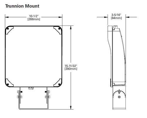 Lumark LSF120-TR-PC 25-35-45-65W LED Floodlight, Selectable CCT 3000K-4000K-5000K , 70 CRI, 120-347V, 50-60 Hz, Trunnion Mount, Dusk-to-Dawn via Button-Type Photocontrol
