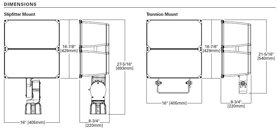 Lumark NFFLD-L-C100-T 252W Night Falcon Large LED Floodlight, 120-277V, 6x6 Distribution, Non Dimming, 33900 Lumens, Trunion Mount