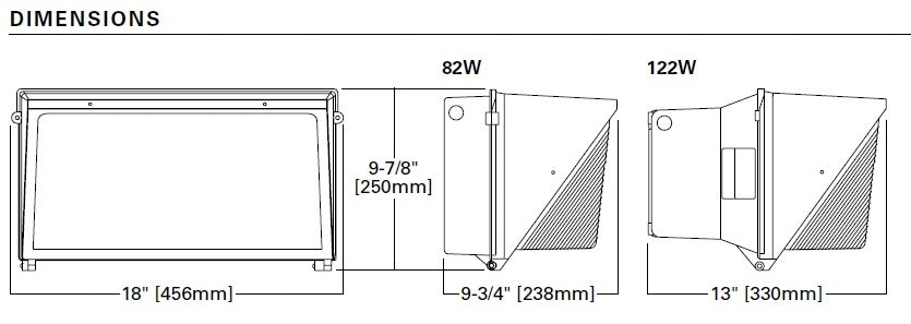 Lumark WPLLED-125-GL-UNV-PC 122W Glass LED Wallpack, 120-277V, 4000K, Button Photocell