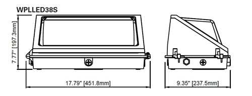 Lumark WPLLED38S 120-150W Large LED Wall Pack, 17300-21000 Lumens, Selectable CCT 3000/3500/4000/5000/6500K, 80 CRI, 120-347V, 50/60Hz, Selectable Dusk-to-Dawn via Button-Type Photocontrol