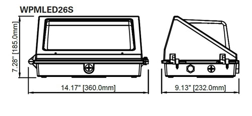 Lumark WPMLED26S 70-100W Medium LED Wall Pack, 10000-149000 Lumens, Selectable CCT 3000/3500/4000/5000/6500K, 80 CRI, 120-347V, 50/60Hz, Selectable Dusk-to-Dawn via Button-Type Photocontrol