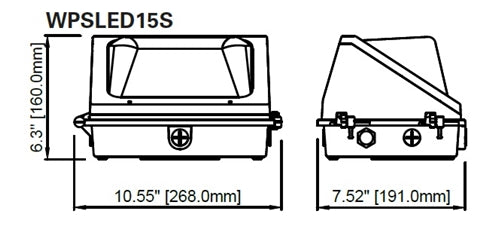 Lumark WPSLED15S 30-60W Small LED Wall Pack, 4300-8100 Lumens, Selectable CCT 3000/3500/4000/5000/6500K, 80 CRI, 120-347V, 50/60Hz, Selectable Dusk-to-Dawn via Button-Type Photocontrol